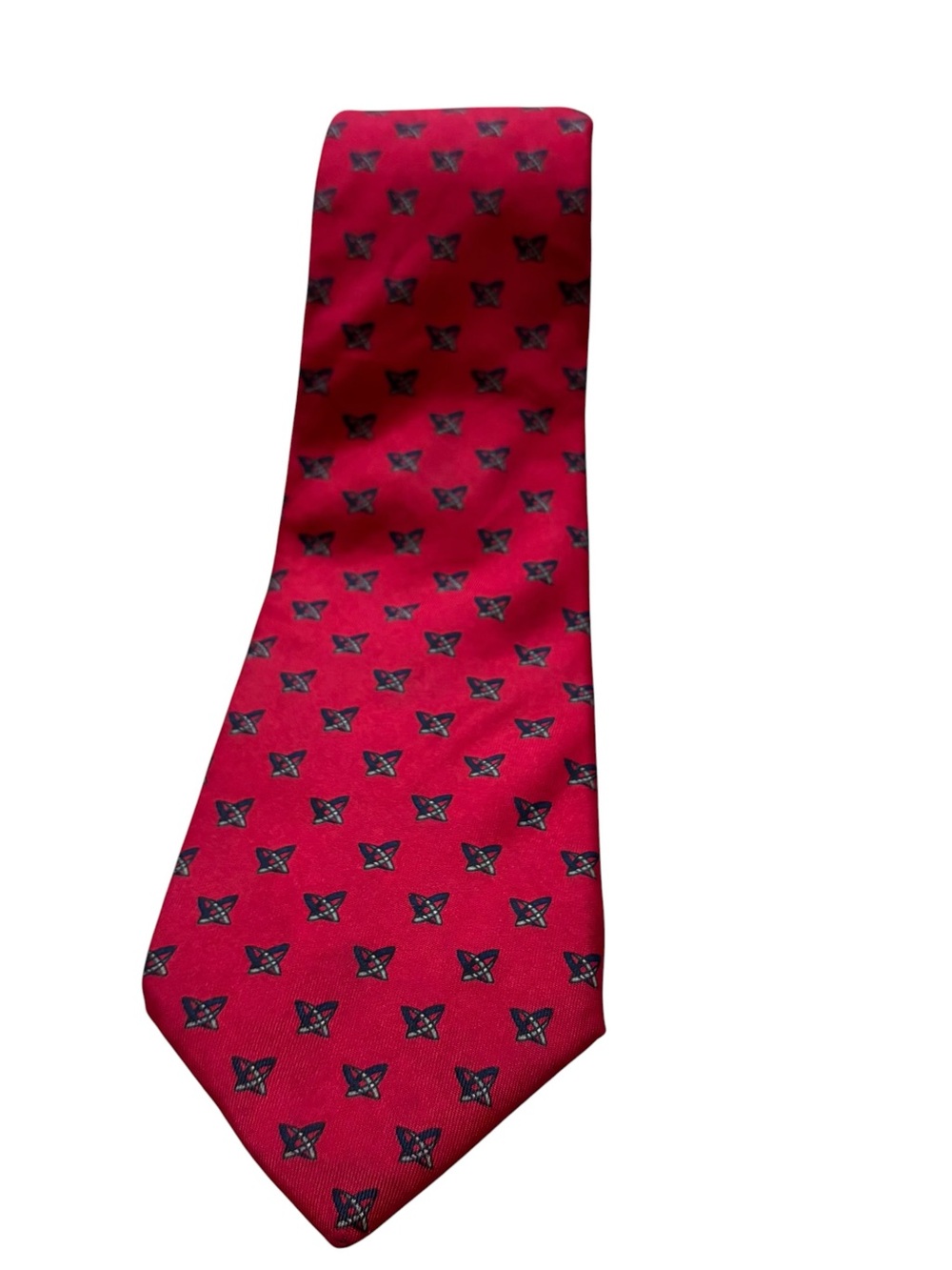 Vintage Christian Dior 100% Silk Neck Tie Red and Blue